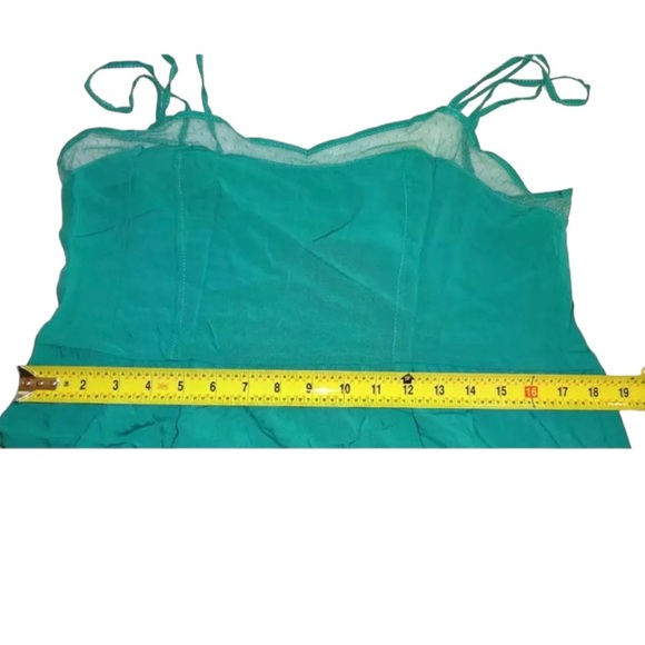 Anthropologie Silky Slip Dress Nightie Medium 6 8 Blue Mesh Inserts GR8 GIFT NWT - Picture 9 of 16